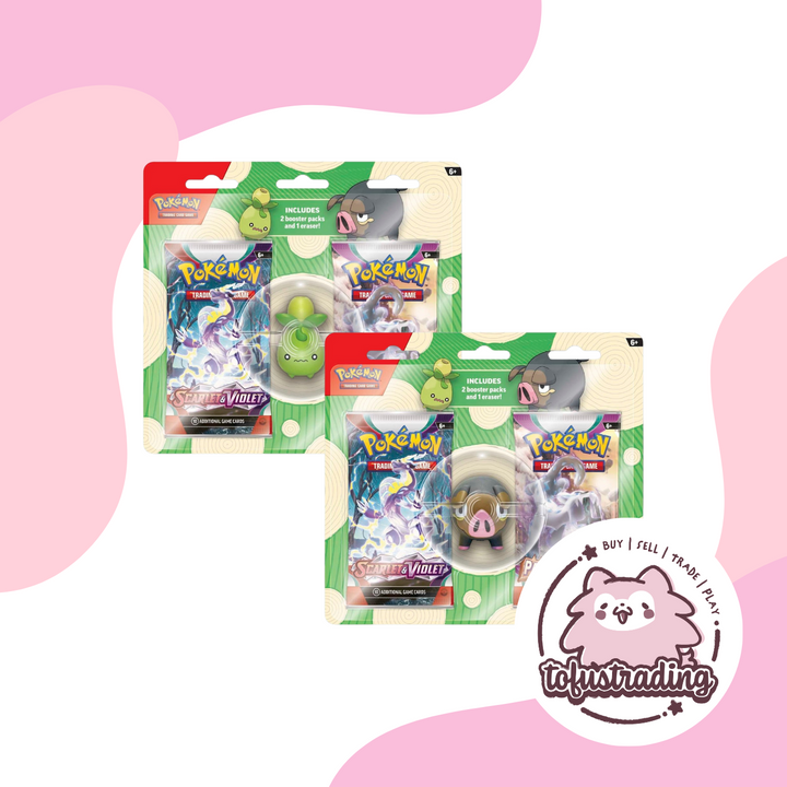 Pokémon TCG: 2 Booster Packs & Smoliv or Lechonk Eraser