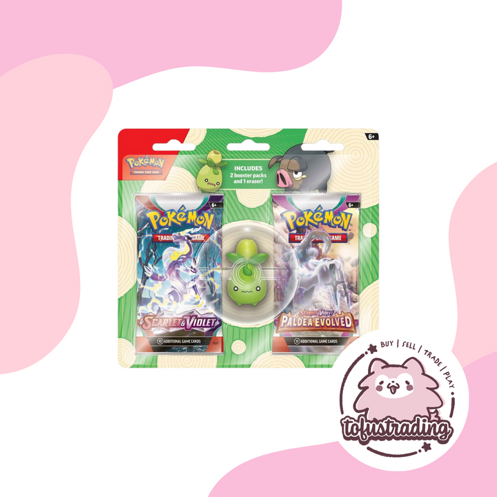 Pokémon TCG: 2 Booster Packs & Smoliv or Lechonk Eraser